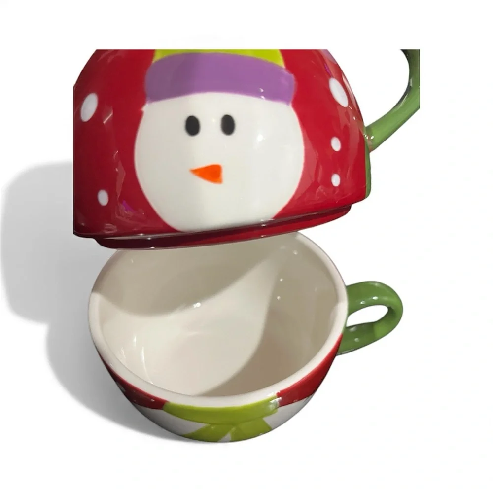 Pier 1 Imports SNOWBALL Snowman Ceramic Tea Pot Tea For One Winter Christmas